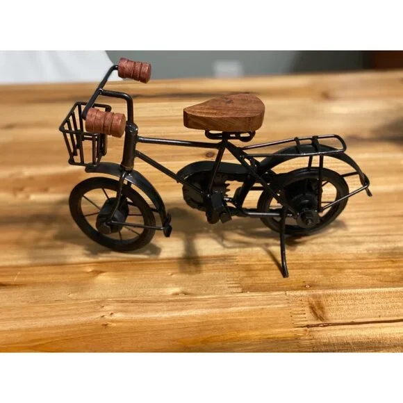 Bicycle Figurine With Wood and Metal Accents Moving Parts Bicycle Decoration - Picture 7 of 7